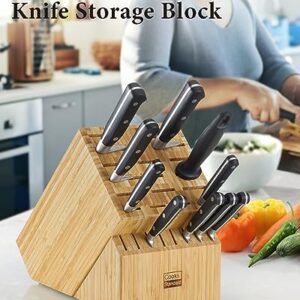 Cooks Standard Bamboo Knife Block Holder without Knives, 25 Slot X-Large Universal Countertop Butcher Block Kitchen Knife Stand for Easy Kitchen Storage