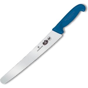 victorinox vic-40453 fibrox pro - haccp blue chef's - serrated 10¼" baker's blade 1¼" width at handle