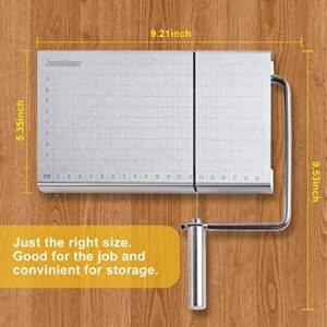 TRENDYSUPPLY Stainless Steel Cheese Slicer, Cheese Slicer with Wire, Cheese Cutter with Accurate Size Scale & 5 Replacement Wire, Cheese Board with Wire Cutter for Block Cheese