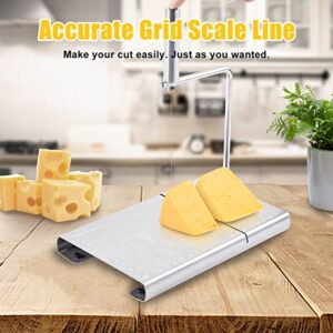 TRENDYSUPPLY Stainless Steel Cheese Slicer, Cheese Slicer with Wire, Cheese Cutter with Accurate Size Scale & 5 Replacement Wire, Cheese Board with Wire Cutter for Block Cheese