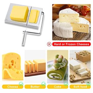 TRENDYSUPPLY Stainless Steel Cheese Slicer, Cheese Slicer with Wire, Cheese Cutter with Accurate Size Scale & 5 Replacement Wire, Cheese Board with Wire Cutter for Block Cheese