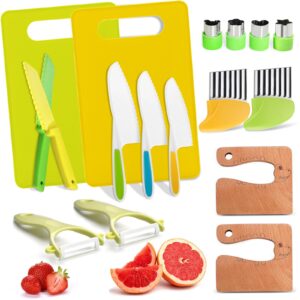 liberal brightdeer 17 pcs montessori kitchen tools for toddlers-kids cooking sets real-toddler safe knives set for real cooking with toddler safe knives crinkle cutter kids cutting board.