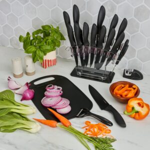 EatNeat 18 Piece Chef's Knife Set: Stainless Steel Kitchen Knives, Cutting Board, Sharpener, Scissors, Peeler, & Holder - Essential Cooking Utensils for Home & Apartment