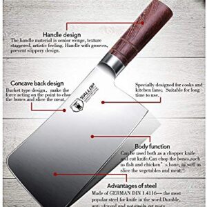 WALLOP Bone Chopper - 7.5 inch Meat Cleaver Knife Bone Chopping Knife Chinese Chef Knife Butcher Knife, German Stainless Steel Ergonomic Wenge Wood Handle for Home Kitchen or Restaurant