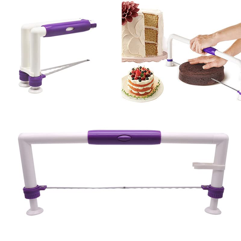 WiuCYS Adjustable Cake Leveler Cutter, 4-9 Inch Cakes Toast Bread Slicer Saw, Foldable Stainless Steel Angel Food Cakes Layer Cutter Cutting Leveling Tool