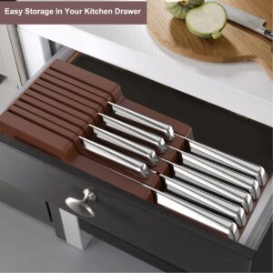 imarku Knife Set, 10 PCS High Carbon Japanese Stainless Steel Knife Block Set, Kitchen Knife Set with Wooden Drawer Organizer, Dishwasher Safe, Ultra Sharp Chef Knife Set, Gifts for Women Men