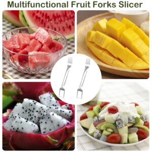 2Pcs Watermelon Fork Slicer Cutter, Stainless Steel 2-in-1 Watermelon Fork Slicer, Portable Watermelon Fork Watermelon Cutter Slicer Tool Fruit Forks Slicer for Home Party Camping Kitchen Gadget