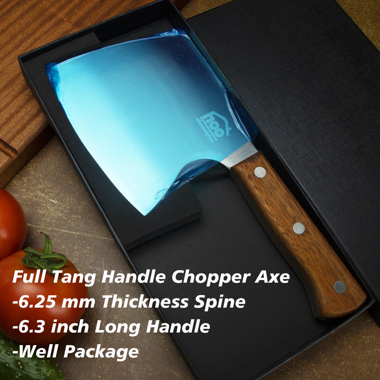 ohmonlyhoo 2024 New Meat Cleaver, Ultra Sharp Heavy Duty Bone Chopper Knife with Wood Handle For Meat, Vegetable and Bone Cutting with High Carbon Stainless Steel Bone Cutting Knife Bone Breaker