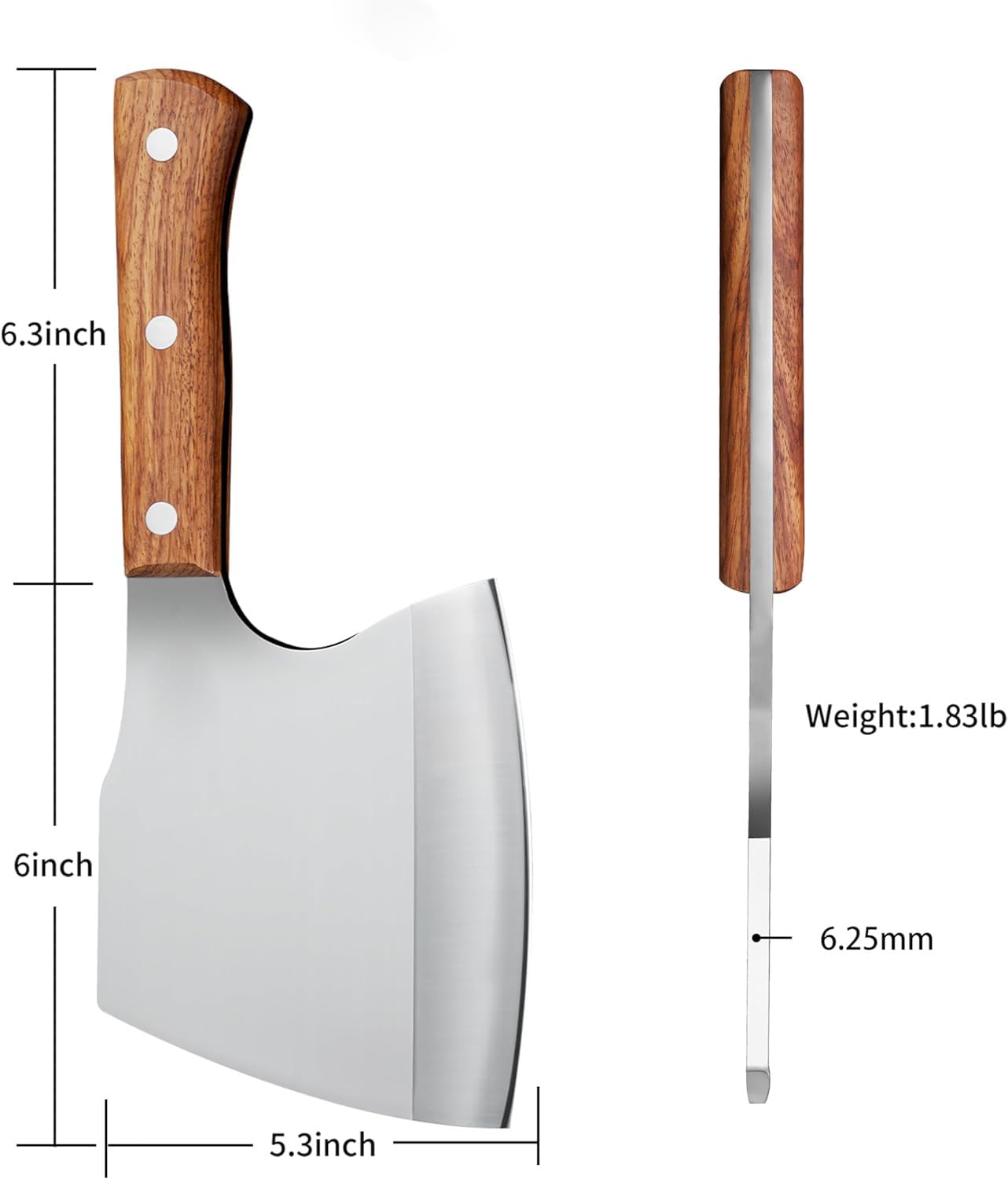 ohmonlyhoo 2024 New Meat Cleaver, Ultra Sharp Heavy Duty Bone Chopper Knife with Wood Handle For Meat, Vegetable and Bone Cutting with High Carbon Stainless Steel Bone Cutting Knife Bone Breaker