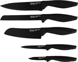 ginsu daku 5-piece black knife prep set - dishwasher safe and always sharp