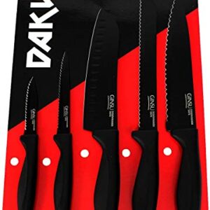 GINSU Daku 5-Piece Black Knife Prep Set - Dishwasher Safe and Always Sharp