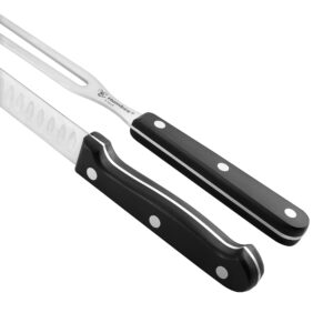 Humbee, Carving Knife and Fork Set, 10 inch Granton Blade with 9 Inch Fork, for Cutting Smoked Brisket, BBQ Meat, Turkey