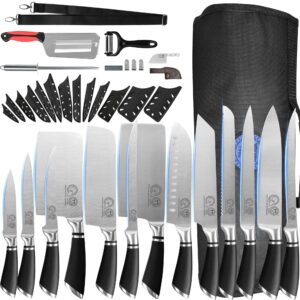xyj knives authentic since 1986,chef knife professional set with bag,cleaver butcher knife for meat cutting