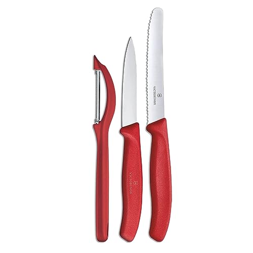 Victorinox Swiss Classic Set with Peeler, 3 Pieces Paring Knife, Set of 3, Red, 6.7111.31