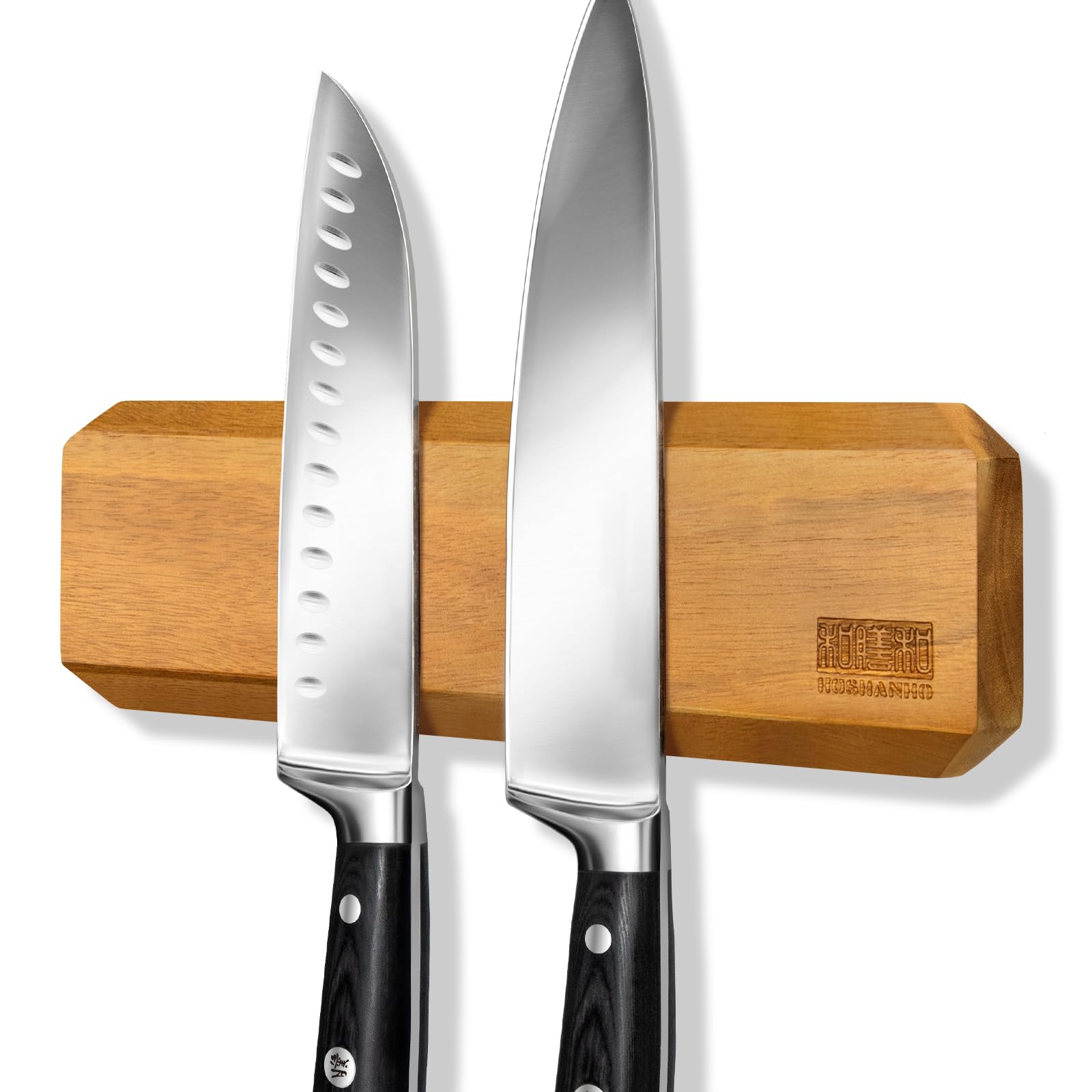 HOSHANHO Acacia Wood Knife Magnetic Strips 12 Inch, Magnetic Knife Holder for Wall with Multipurpose Use as Knife bar, Knife Rack, Knife Strip, Kitchen Utensil Holder
