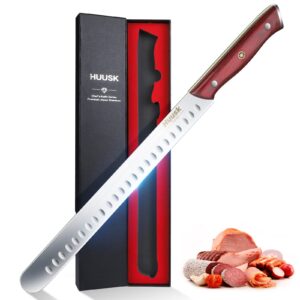 huusk brisket knife 11 inch, carving slicing knife for meat cutting sharp bbq knife for meats ribs roasts christmas gift