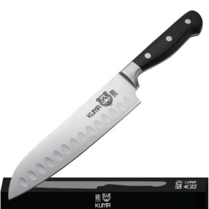 kuma santoku 7 inch - razor sharp kitchen knife - japanese style multipurpose chef's knife with comfortable handle & no-fatigue design - cut meat, fish, vegetables and more like a professional