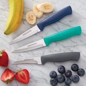 Farberware Stainless Steel Chef Knife Set, 3-Piece, Blue