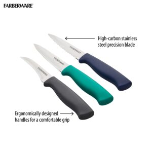 Farberware Stainless Steel Chef Knife Set, 3-Piece, Blue