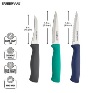 Farberware Stainless Steel Chef Knife Set, 3-Piece, Blue