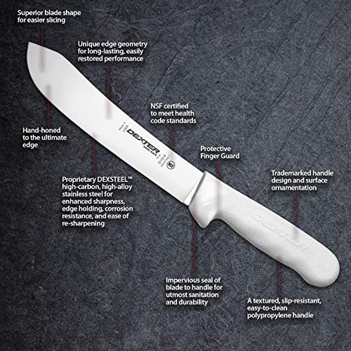 Dexter Outdoors 8" Butcher Knife, S112-8PCP, SANI-SAFE series,White