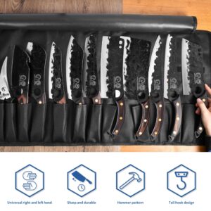 XYJ 10-pcs Kitchen Knife Set,Forged Chef Knives,Vegetable Meat Cleaver,Carving,Nakiri,Full Tang,Cutlery Knife With Carry Bag,&Poultry Scissor (Coffee)