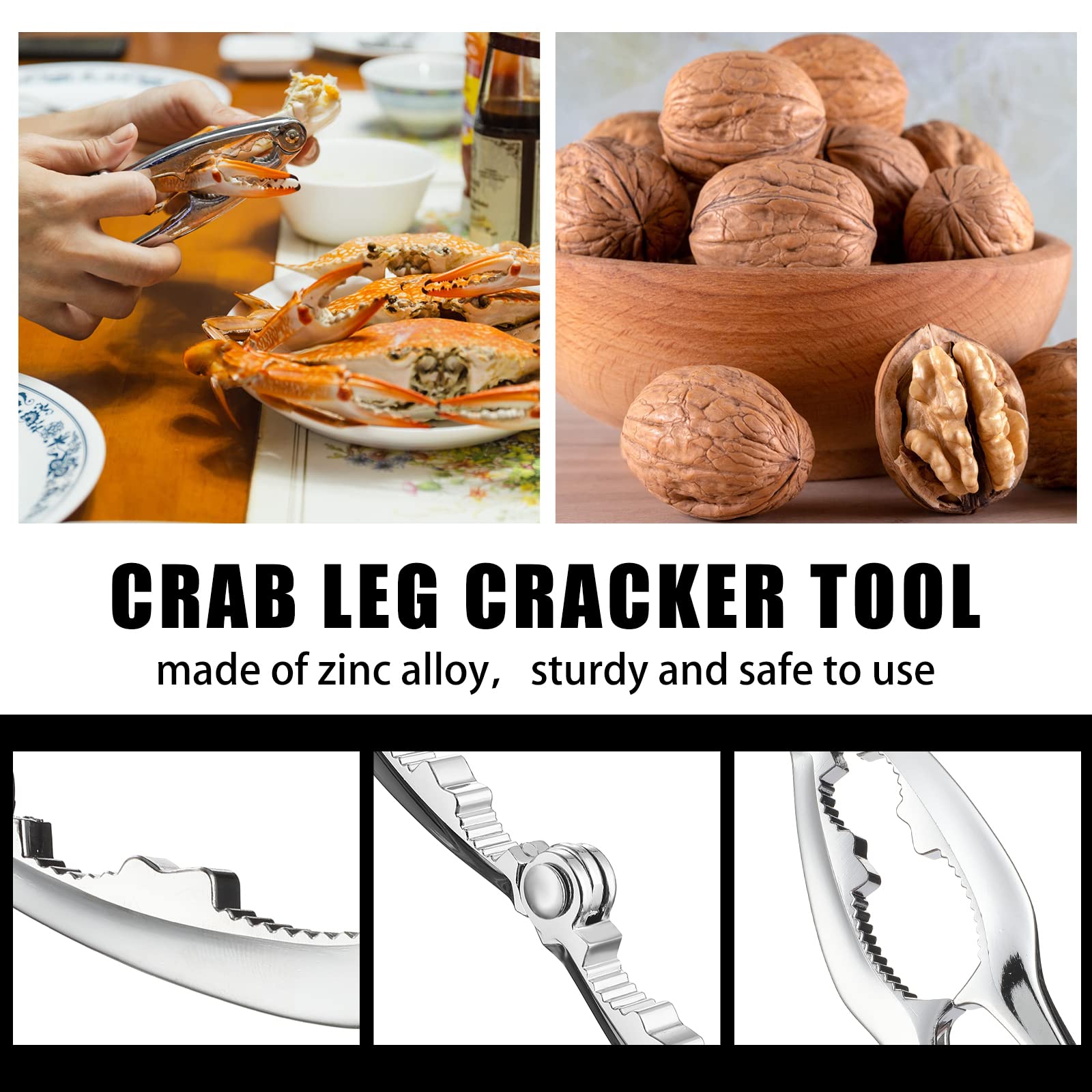 93 Pcs Seafood Tools Set Crab Leg Crackers and Tools Includes 30 Crab Crackers, 30 Crab Leg Forks, 30 Lobster Shellers, 2 Seafood Scissors and 1 Storage Bag Nut Cracker Set for Seafood Party Supplies