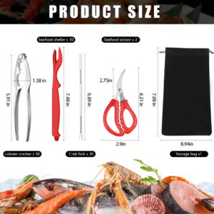 93 Pcs Seafood Tools Set Crab Leg Crackers and Tools Includes 30 Crab Crackers, 30 Crab Leg Forks, 30 Lobster Shellers, 2 Seafood Scissors and 1 Storage Bag Nut Cracker Set for Seafood Party Supplies