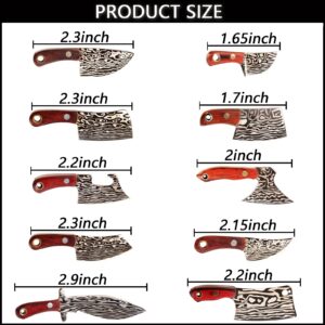 10 Pcs Mini Knife Set,Mini Knife QUXOZHLU Mini Knife Keychain Tiny Knife EDC Mini Knives Butcher Mini Cleaver Mini Pocket Chef Knife with Sheath for Package Opener with Bottle Opener for Men,Women,Birthday,Christmas