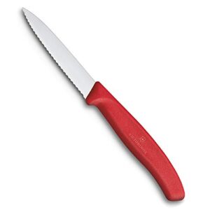 victorinox vic-6.7631 swiss classic paring 3¼"" serrated spear point blade 5/8"" width at handle red, multicolor, m
