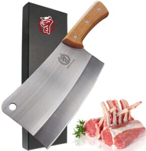 zeng jia dao meat cleaver - 7'' heavy duty butcher knife meat chopper bone cutting knife - high carbon german stainless steel - pearwood handle for home kitchen and restaurant 2023 gifts
