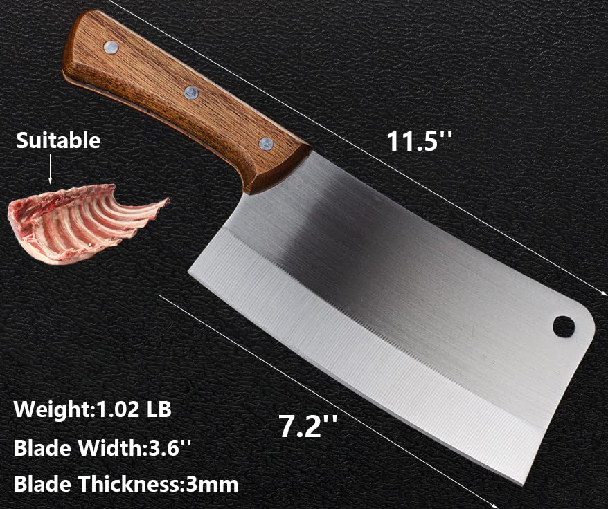 ZENG JIA DAO Meat Cleaver - 7'' Heavy Duty Butcher Knife Meat Chopper Bone Cutting Knife - High Carbon German Stainless Steel - Pearwood Handle for Home Kitchen and Restaurant 2023 Gifts