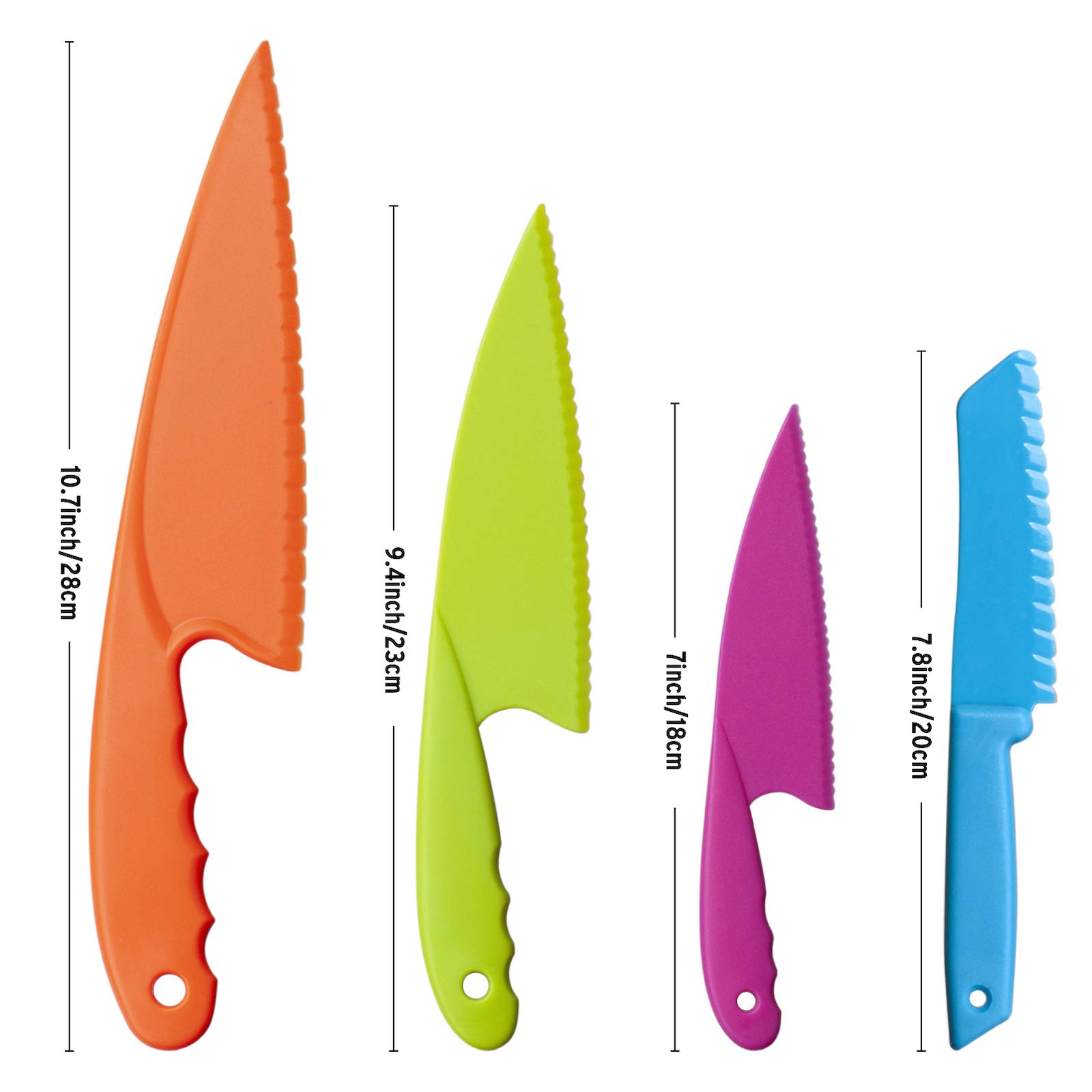 MOTYAWN Knives for Kids 8-Piece Nylon Kitchen Baking Knife Set, Perfect Toddler's Safe Knife, Lettuce Knife and Bread, Salad Kitchen Knives