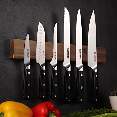 KEEMAKE Kitchen Knife Set Without Block, Professional Sharp Chef Knife Set with German 4116 Stainless Steel Cooking Knives Set for Kitchen with Ergonomic Black Handle, 6 Piece in Gift Box