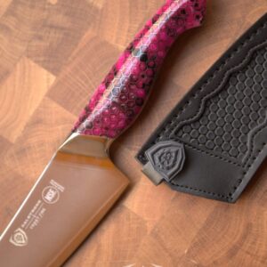 Dalstrong Chef Knife - 8 inch - Frost Fire Series - Frosted Amethyst Edition - HC 10CR15MOV Stainless Steel Kitchen Knife - Sand Blasted Frosted - Fuschia Honeycomb Handle - Sheath - NSF Certified