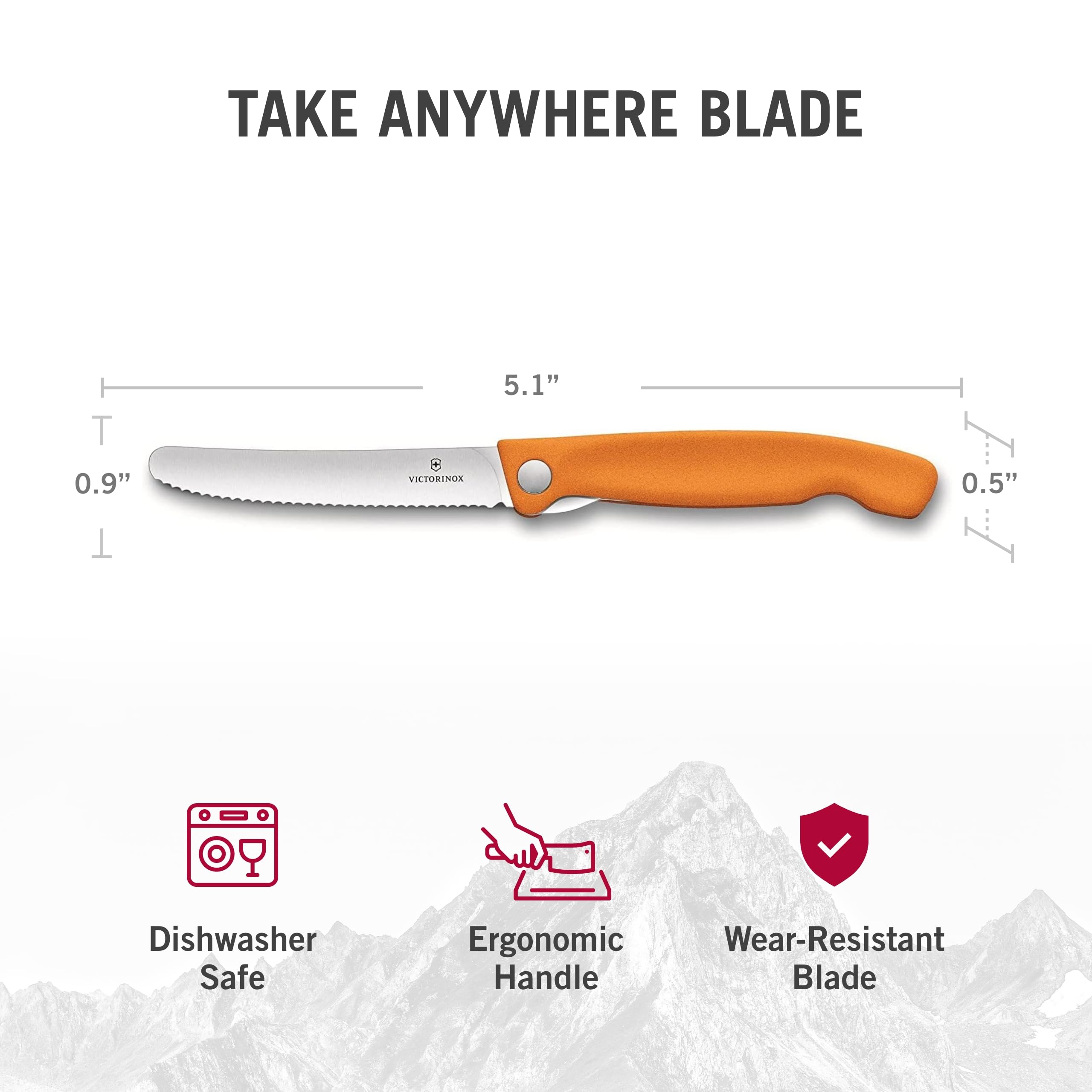 Victorinox Swiss Classic Foldable Paring Knife, Wavy Edge Orange 4.3 in