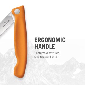 Victorinox Swiss Classic Foldable Paring Knife, Wavy Edge Orange 4.3 in