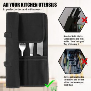 Chef Knife Bag With 24 Slots Cutlery Knives Holders Protectors,Kitchen Travel Cooking Tools, Portable Canvas Knife Roll Storage Bag Chef Case for Camping or Working with An Adjustable Shoulder Strap