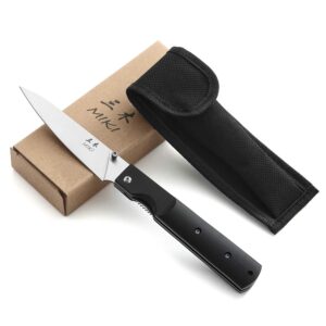 Miki 440A Stainless Steel Blade Japanese Kitchen Chef Folding Pocket Knife for Folding Camping Knife,Petty Knife Fruit Knife Paring Knife Peeling Knife Small Drop Point