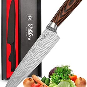 Orblue Chef Knife, 8-Inch High Carbon German Stainless Steel Kitchen Chef's Knife for Cutting, Chopping, Dicing, Slicing & Mincing – Professional Cooking Knife with Ergonomic Handle & Sharp Blade