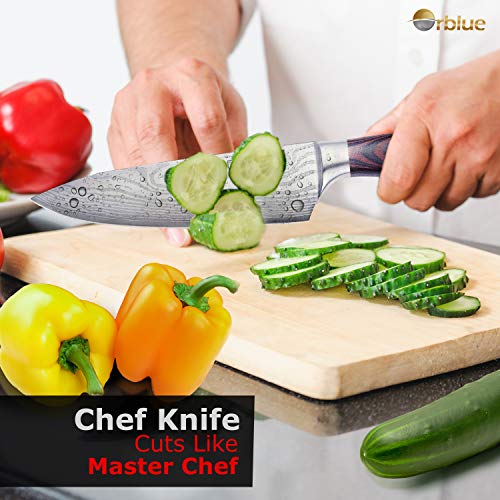 Orblue Chef Knife, 8-Inch High Carbon German Stainless Steel Kitchen Chef's Knife for Cutting, Chopping, Dicing, Slicing & Mincing – Professional Cooking Knife with Ergonomic Handle & Sharp Blade