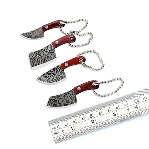 Damascus Pocket Knife Set Mini Chef Tiny Cleaver for Package Opener Box Cutter - of 4