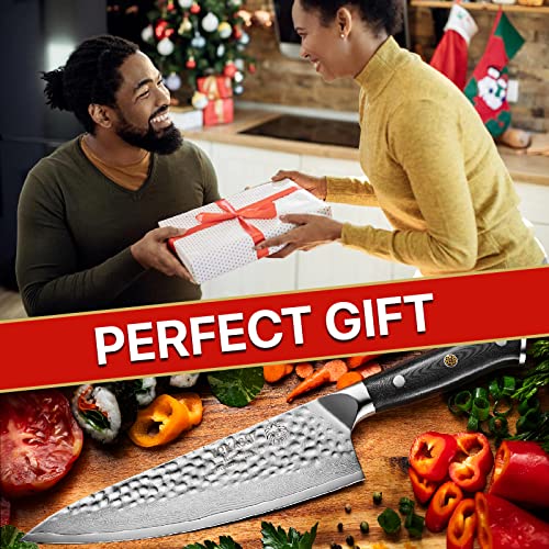 YOKASHI Japanese Knife - Damascus Chef Knife 8-inch - Superior Edge Retention for Precise Chopping, Slicing & Dicing for Professional Chefs and Home Cooks in the Kitchen - Durable Steel