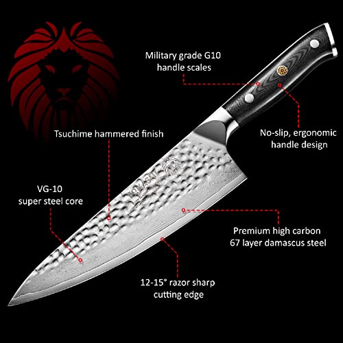 YOKASHI Japanese Knife - Damascus Chef Knife 8-inch - Superior Edge Retention for Precise Chopping, Slicing & Dicing for Professional Chefs and Home Cooks in the Kitchen - Durable Steel