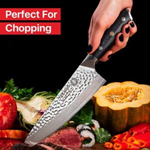 YOKASHI Japanese Knife - Damascus Chef Knife 8-inch - Superior Edge Retention for Precise Chopping, Slicing & Dicing for Professional Chefs and Home Cooks in the Kitchen - Durable Steel