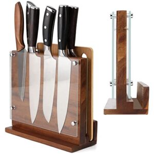 Kitchen Magnetic Knife Block & Serbian Chef Knife, Anti-Rust Oil Coating Kitchen Cooking Knife with Sheath