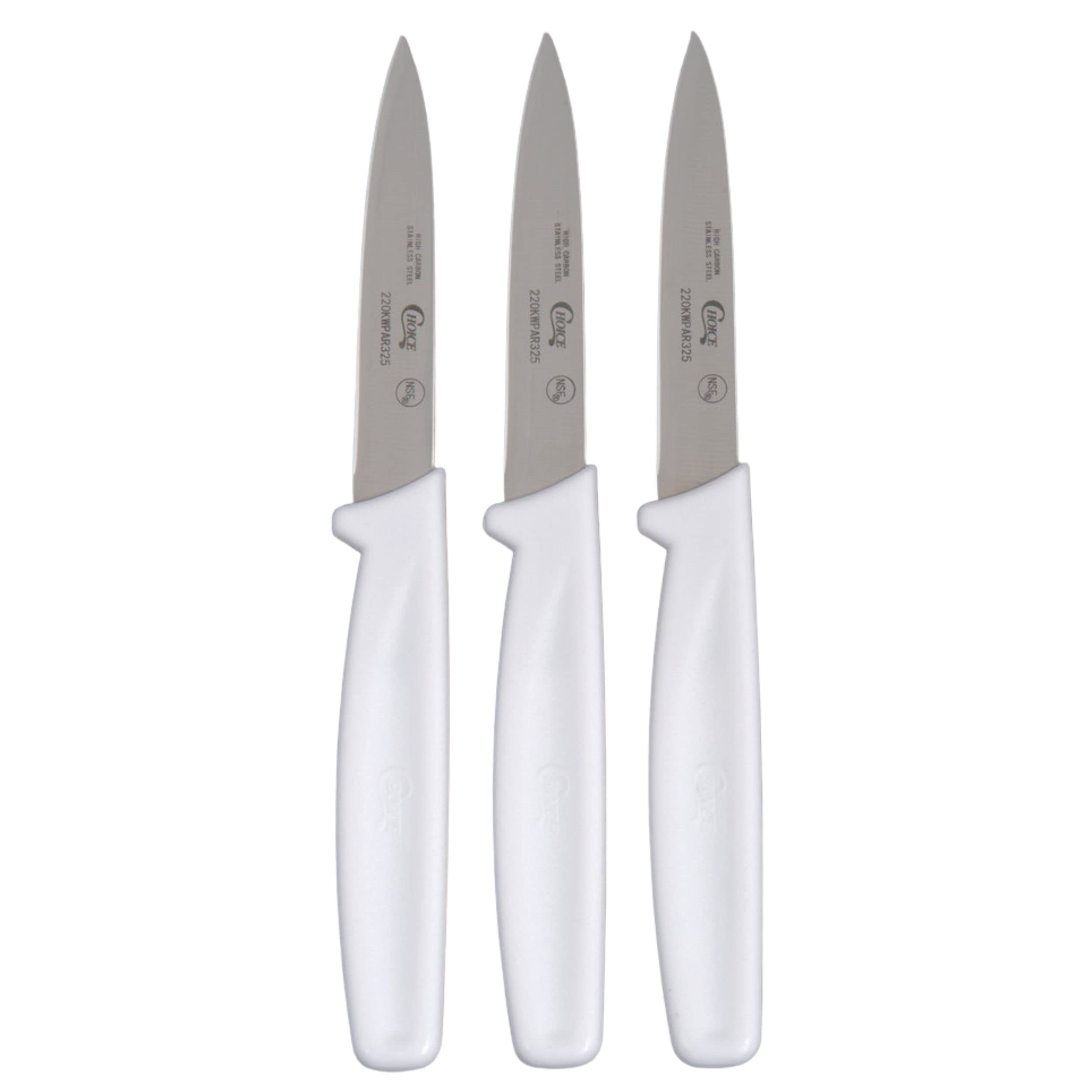 Paring Knives Set Of 3 White Handle 3.25 inch Paring Dishwasher Safe Fruit Choice Pairing Knife, Small Piece Kitchen knive pack sharp professional pairing knive pack, kiwi knife, mini