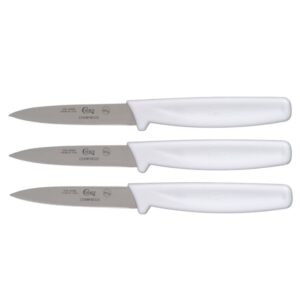 Paring Knives Set Of 3 White Handle 3.25 inch Paring Dishwasher Safe Fruit Choice Pairing Knife, Small Piece Kitchen knive pack sharp professional pairing knive pack, kiwi knife, mini