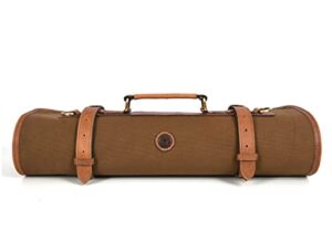 leather canvas knife roll storage bag expandable 10 pockets detachable shoulder strap travel-friendly chef knife case roll by aaron leather goods (cleveland, canvas leather)
