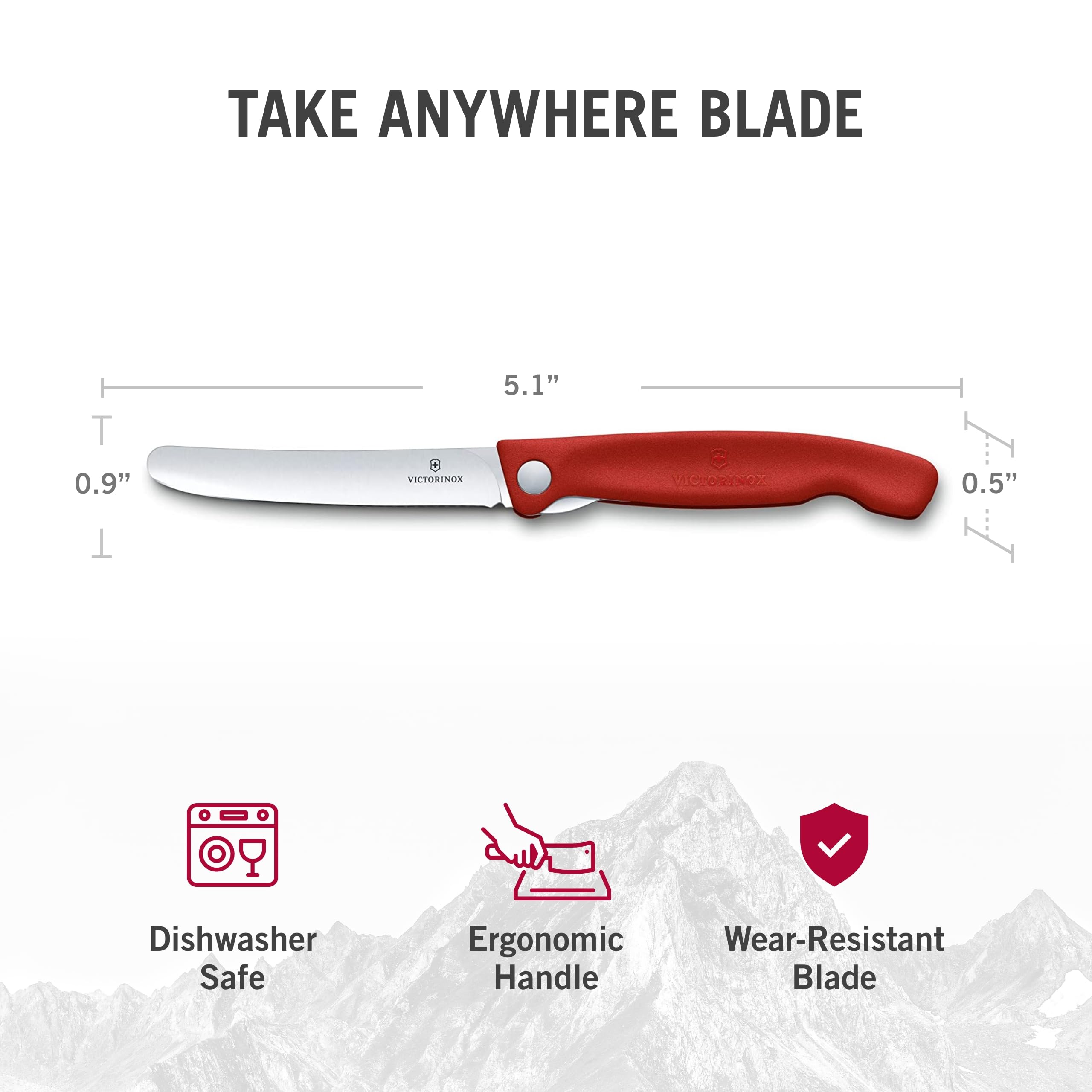 Victorinox Swiss Classic Foldable Paring Knife, Straight Edge Red 4.3 in